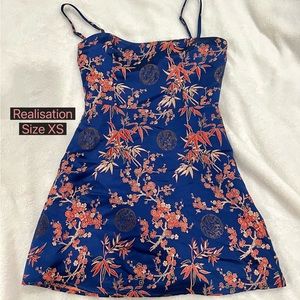 Realisation Par the Emilie Shanghai night blue red silk mini dress